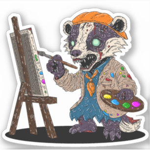 Sticker Artiste blaireau zombie