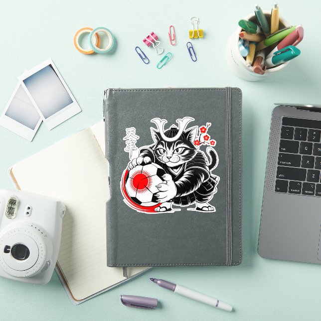 Sticker Artistic Samurai Cat Soccer For Laptops & Cars (Couverture iPad)