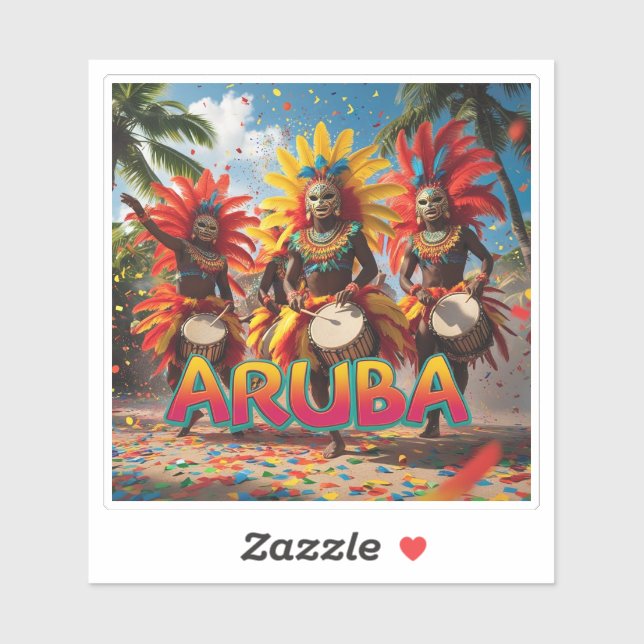 Sticker Aruba est l'heure de fêter (Feuille)
