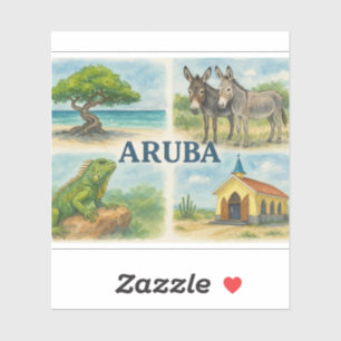 Sticker Aruba multivu en aquarelle