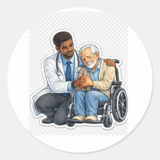 Sticker Arzt, der sich um ältere Menschen kümmert