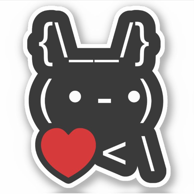 Sticker ASCII Texte Art Lapin Lapin Reprendre le coeur (Devant)