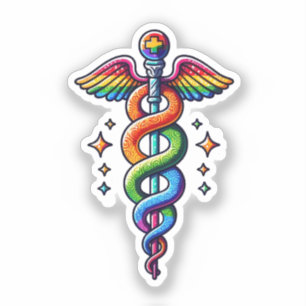Sticker Asclepius arc-en-ciel
