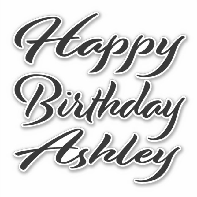 Sticker Ashley Nom Prénom Anniversaire de la Broderie noir (Devant)