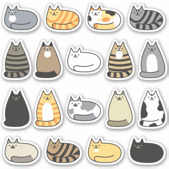 Sticker Assortiment de chats Super Cute Kawaii (Devant)