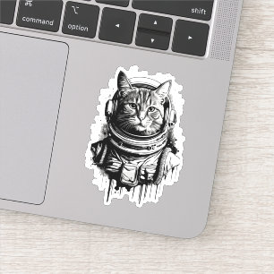 Sticker Astronaut Cat Ink Art