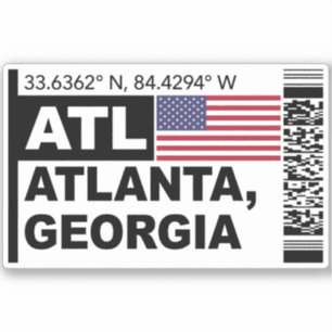 Sticker ATL Atlanta Carte d'Embarquement - Voyage en Georg