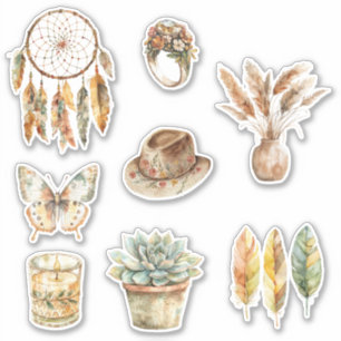 Sticker Attrape-rêve Bohème Fleurs Papillon