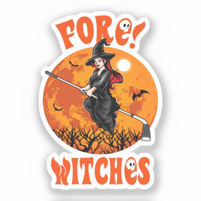 Sticker Au fond ! Sorcières Golf Stick Sorcière équitation (Recto)
