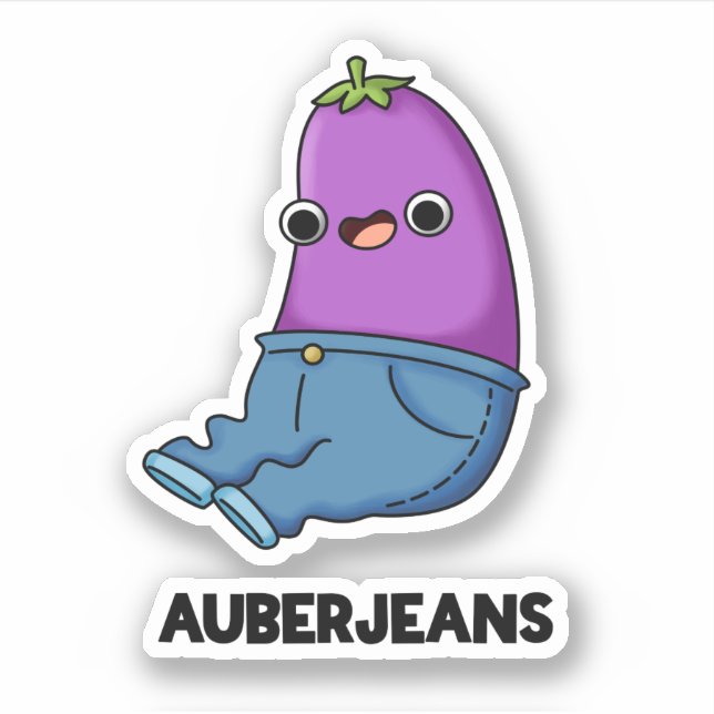 Sticker Auberjeans Funny Eggplant Pun (Devant)