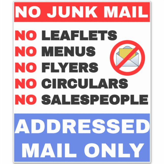 Sticker Aucun signe de courrier indésirable (courrier adre (Devant)