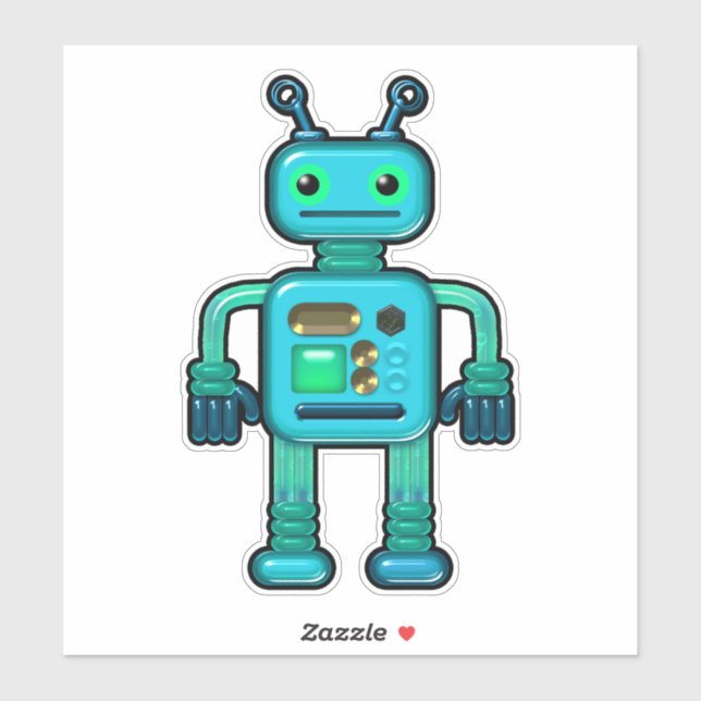 Sticker Audie the Aqua Robot Whimsical (Feuille)
