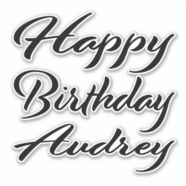 Sticker Audrey Name Prénom Anniversaire de la Broderie noi (Devant)