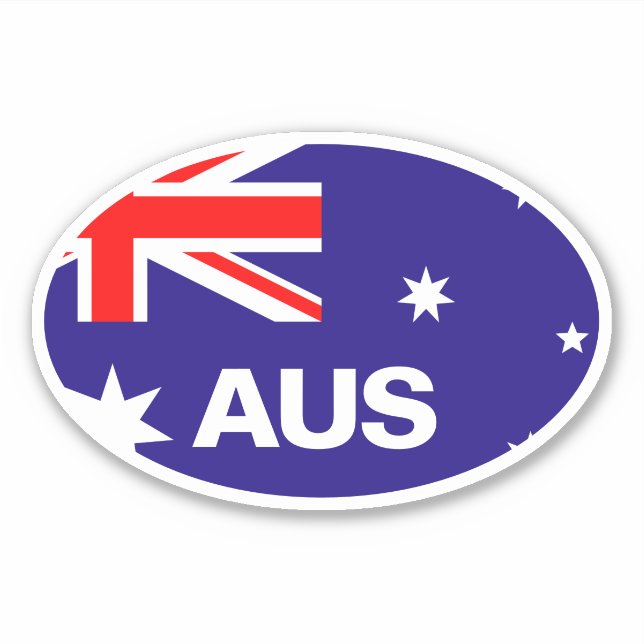 Sticker AUS code de pays Drapeau australien oval vinyle vo (Devant)