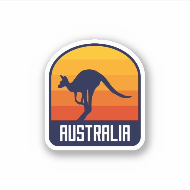Sticker Australie coucher de soleil avec Kangaroo Silhouet (Devant)