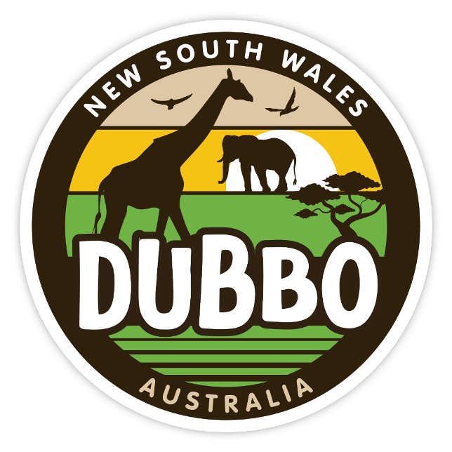 Sticker Australie de Dubbo, Nouvelle-Galles du Sud (Dubbo, New South Wales Australia Retro Round Sticker)