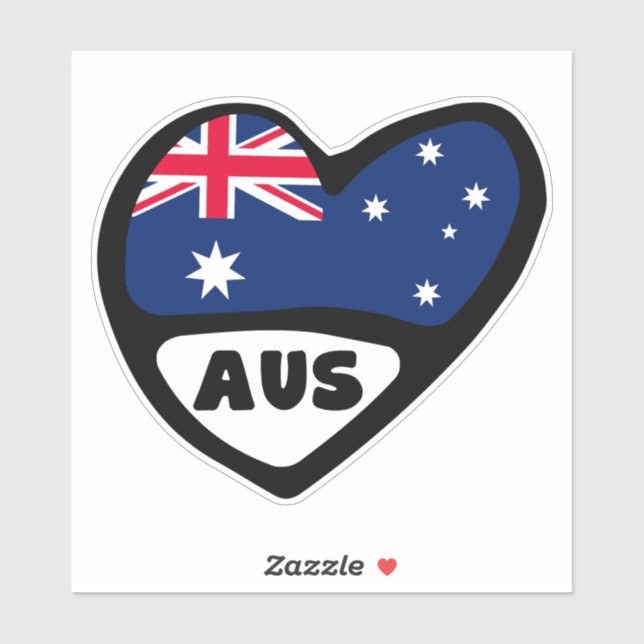 Sticker Australie Pays Code Drapeau Coeur AUS (Feuille)