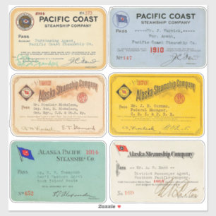 Sticker Authentic Alaska and Pacific Steamship Pass 1900