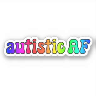 Sticker autisme AF Typographie arc-en-ciel