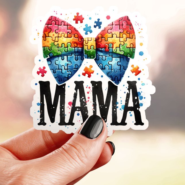 Sticker Autisme Mama Puzzle Pièce Bow (Créateur téléchargé)