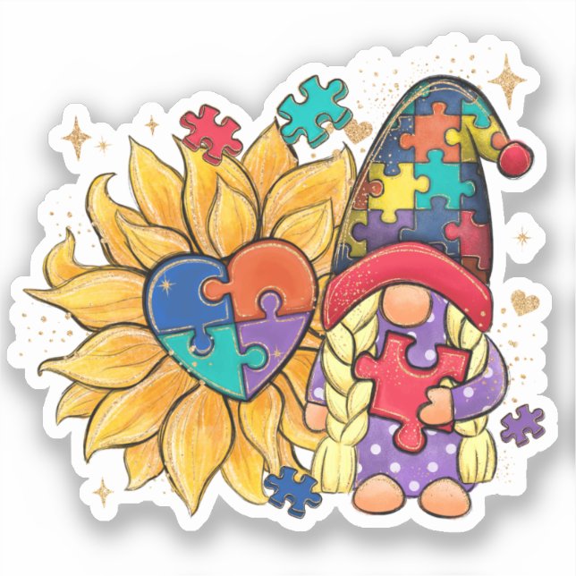 Sticker Autisme Tournesol Gnome (Recto)