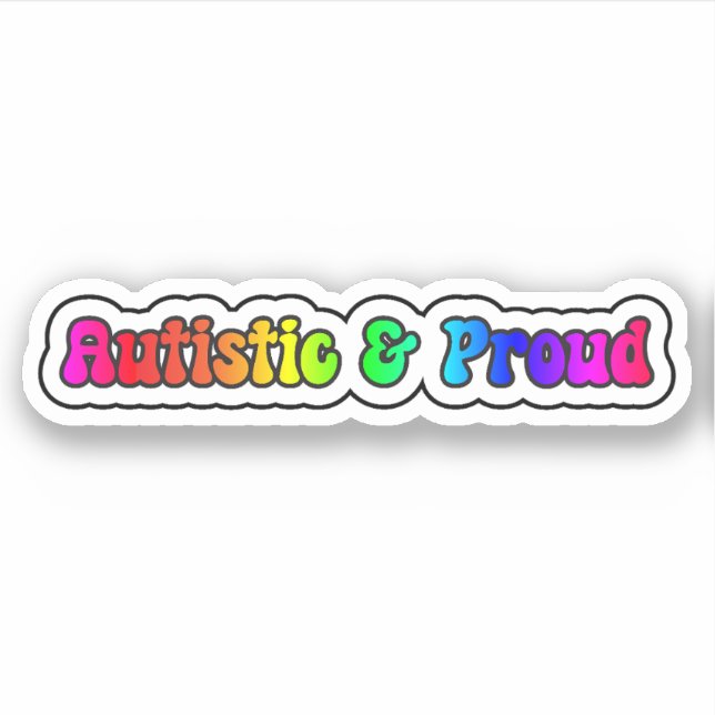 Sticker Autistique et fière Neurodiversité arc-en-ciel (Devant)