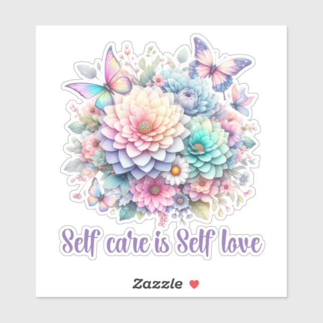 STICKER AUTO-SOINS EST L'AMOUR, AFFIRMATION POSITIVE QUOTI (Feuille)