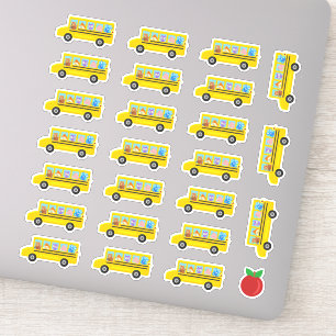Sticker Autobus mignons de la bande dessinée 24 d'animaux