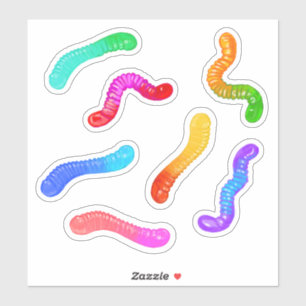 Sticker Autocollants-Vers de gomme-Bonbons arc-en-ciel
