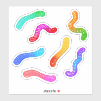 Sticker Autocollants-Vers de gomme-Bonbons arc-en-ciel