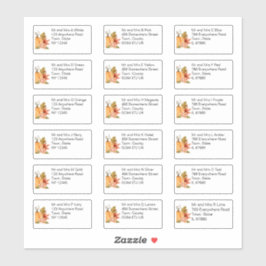 Sticker Automne Citrouille Floral Nom et adresse individue