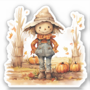 Sticker Automne Citrouilles Scarecrow souriant