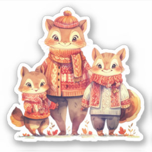 Sticker Automne de la famille Chipmunks