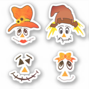 Sticker Automne Halloween Scarecrow visages Thanksgiving