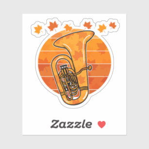 Sticker Automne Tuba Automne Tubaist musicien en laiton