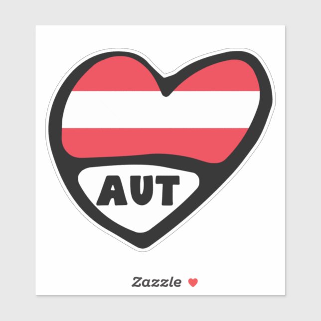 Sticker Autriche Code Pays Drapeau Coeur AUT (Feuille)