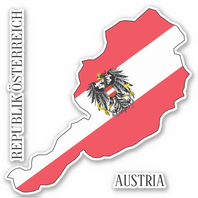 Sticker Autriche Drapeau Charme Carte Patriotique (Devant)