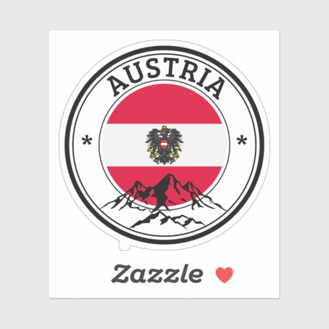 Sticker Autriche Sceau Drapeau Rond Pour Livre Ord (Feuille)