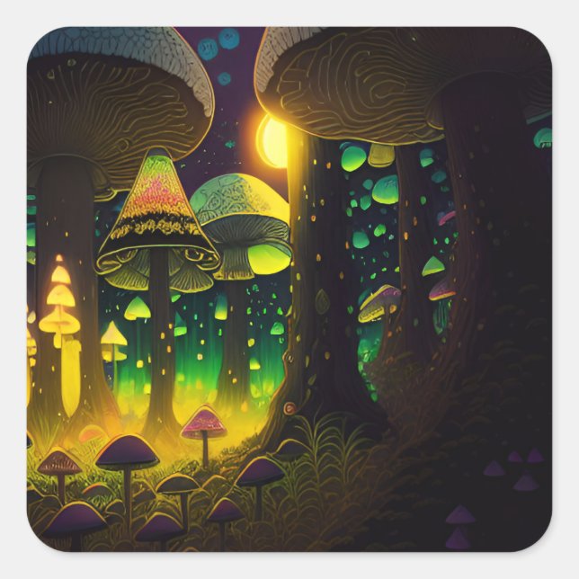 Sticker aux champignons lumineux Dark Magic (Devant)