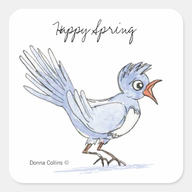 Sticker aux oiseaux de printemps heureux (Devant)