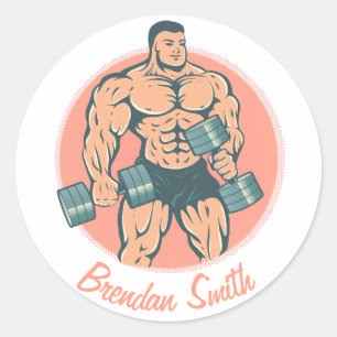 Sticker avec bodybuilder et votre nom