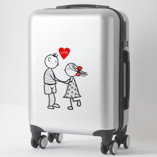 Sticker avec Couple Love Text - Personnalisable (Sur valise)