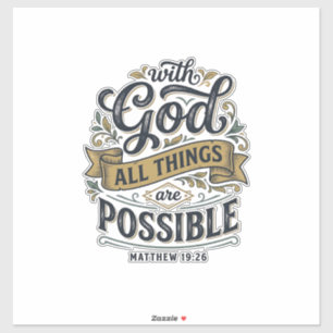 Sticker Avec Dieu Toutes Choses Sont Possibles Vintage Chr
