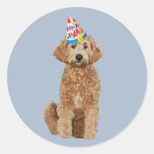 Sticker avec doodle doré d'anniversaire