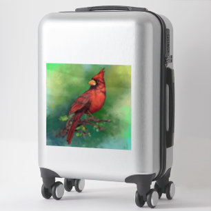 Sticker avec l'oiseau cardinal rouge du Nord