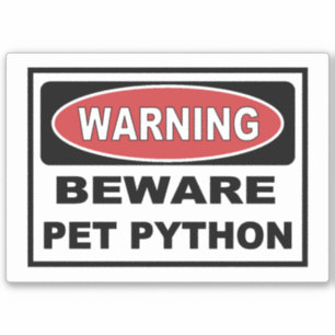 Sticker Avertissement attention python animal pour le serp