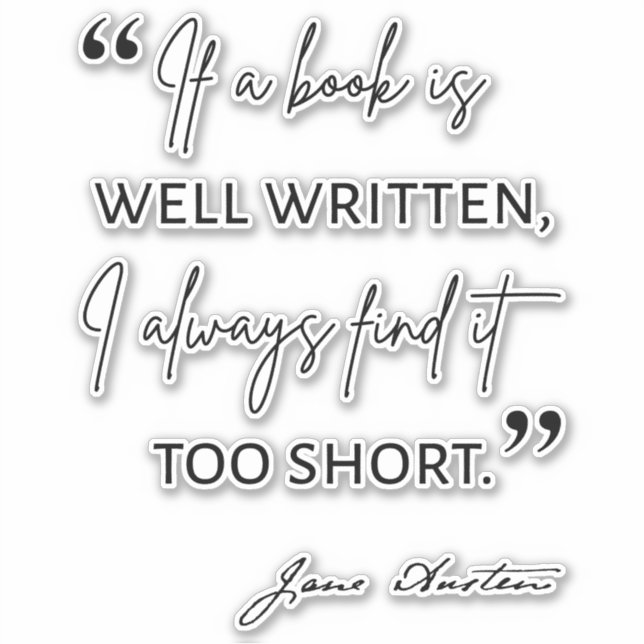 Sticker Avid Reader II - Citation Jane Austen (Devant)