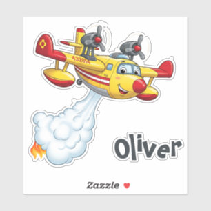 Sticker Avion bombardier d'eau mignon - Avion de lutte con