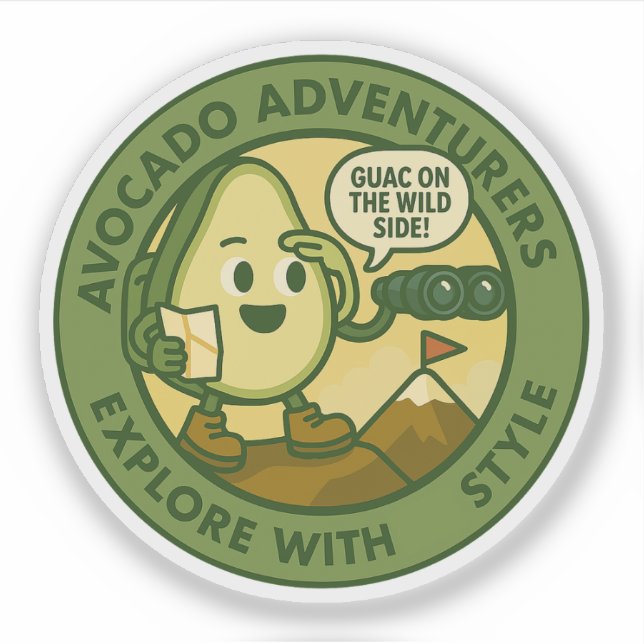 Sticker Avocado Adventurers Explore With Style (Devant)