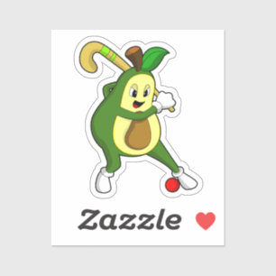 Sticker Avocat au hockey avec une batte de hockey